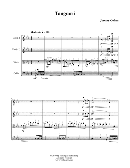 Tanguori String Quartet Sheet Music