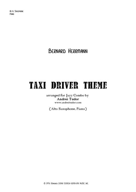 Free Sheet Music Taxi Driver Theme Alto Saxophone And Piano