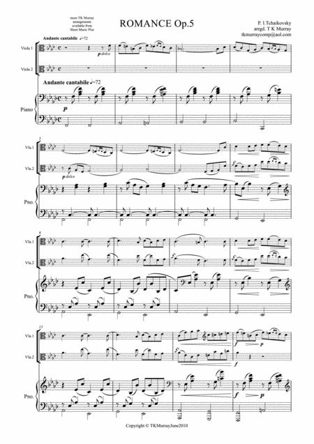 Tchaikovsky Romance Op 5 2 Violas Piano Sheet Music