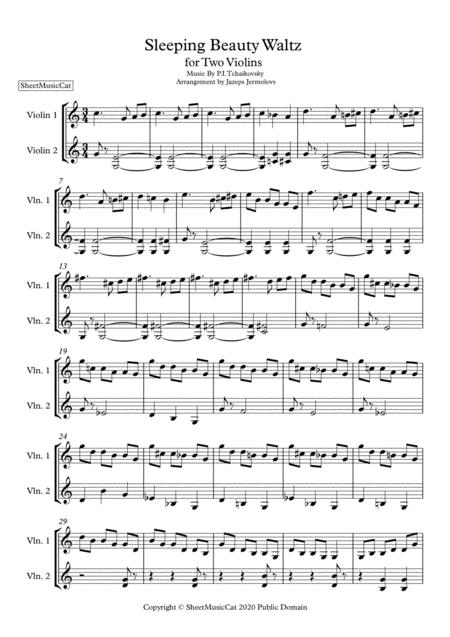 Free Sheet Music Tchaikovsky Sleeping Beauty Waltz For Two Violins