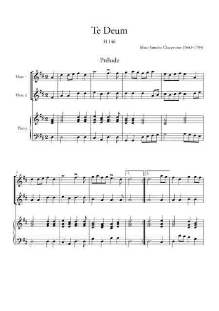 Te Deum Prelude For 2 Flutes And Piano Sheet Music