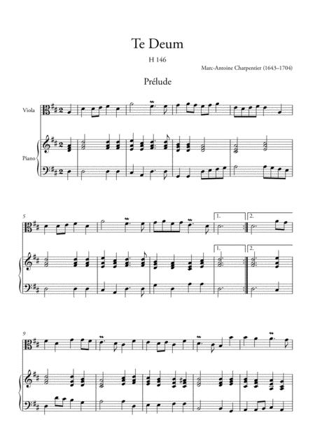 Free Sheet Music Te Deum Prelude For Viola And Piano