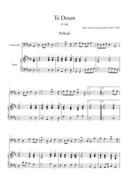 Free Sheet Music Te Deum Prelude For Violoncello And Piano