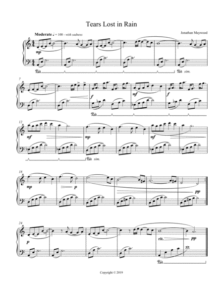 Tears Lost In Rain Sheet Music