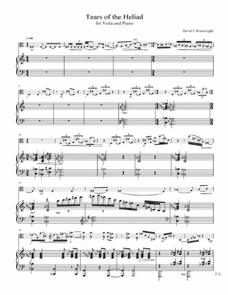 Tears Of The Heliad For Solo Viola And Piano Sheet Music