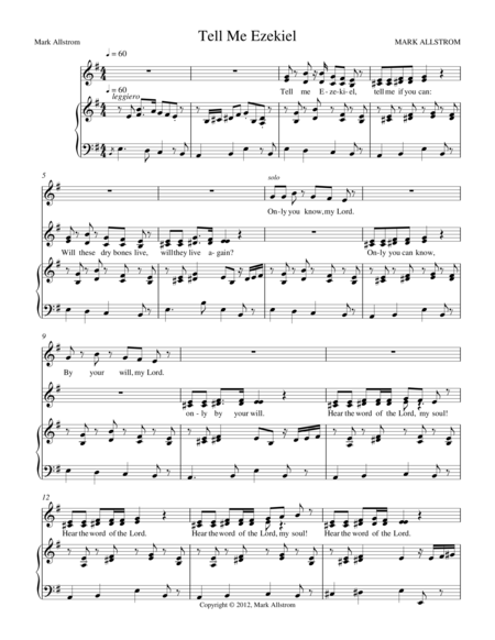 Free Sheet Music Tell Me Ezekiel