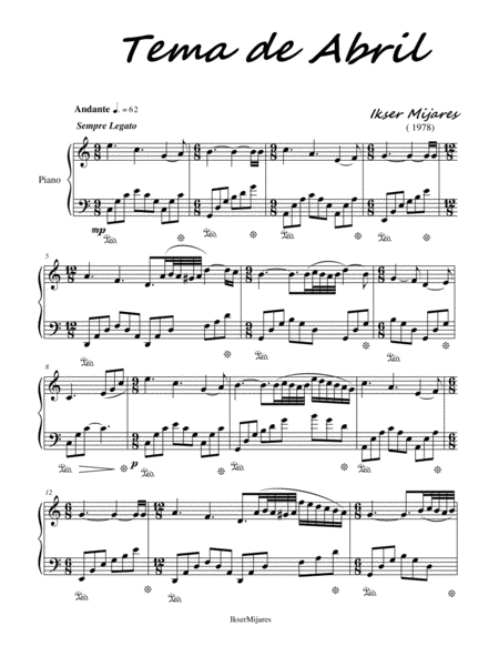 Free Sheet Music Tema De Abril For Piano