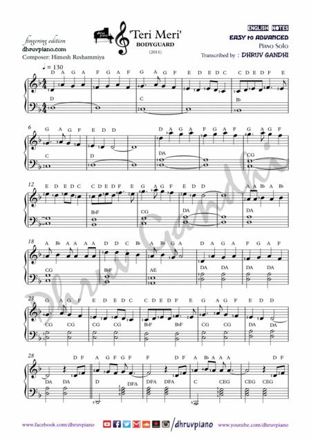 Free Sheet Music Teri Meri Piano Arrangement Easy To Advanced