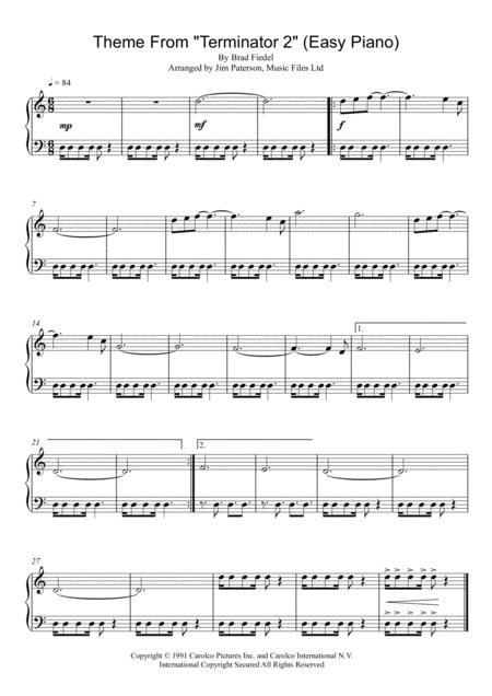 Free Sheet Music Terminator 2 Theme For Easy Piano