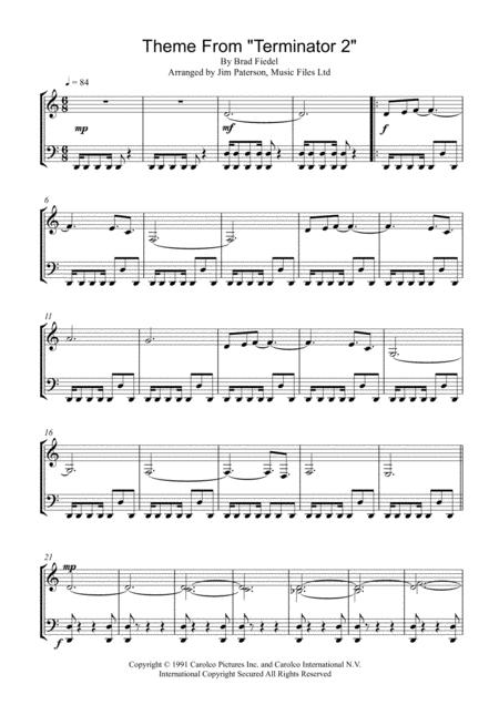 Terminator 2 Theme For Piano Sheet Music