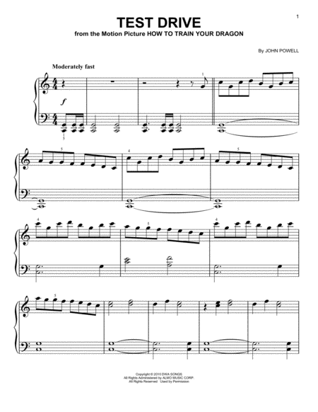 Free Sheet Music Test Drive From How To Train Your Dragon