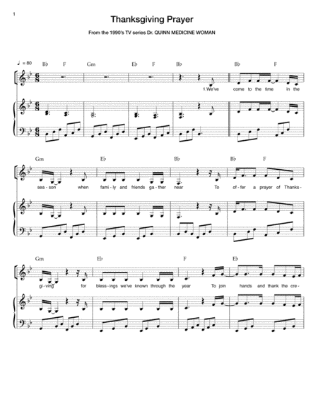 Thanksgiving Prayer Intermediate Sheet Music