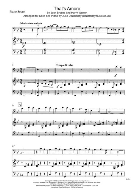 Free Sheet Music That Amore That Love For Cello And Piano