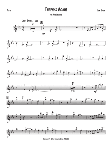 Thaynks Again Sheet Music