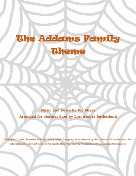 The Addams Family Theme For Easy Clarinet Duet Sheet Music