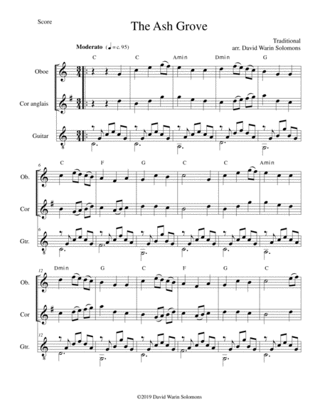 The Ash Grove Llwyn Onn For Oboe Cor Anglais And Guitar Sheet Music