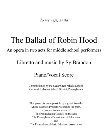 Free Sheet Music The Ballad Of Robin Hood