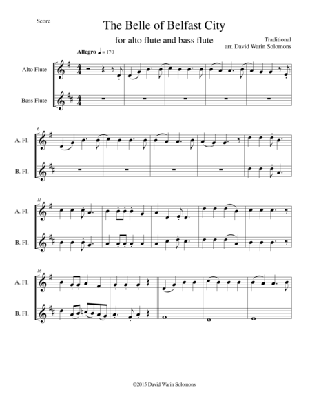 The Belle Of Belfast City For Alto And Bass Flute Sheet Music