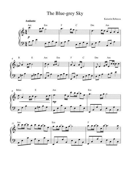 The Blue Grey Sky Sheet Music