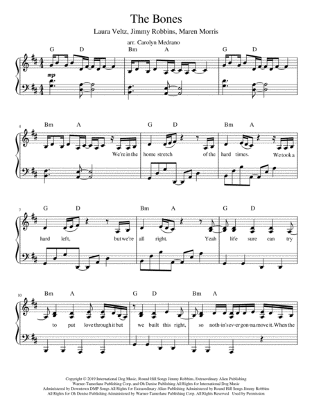 The Bones Intermediate Piano Sheet Music