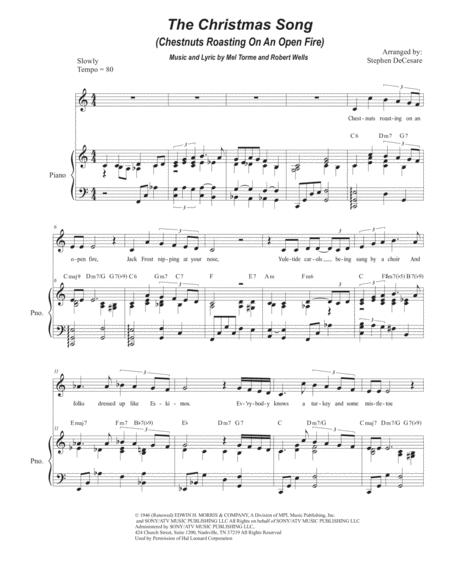 Free Sheet Music The Christmas Song Chestnuts Roasting On An Open Fire Unison Choir