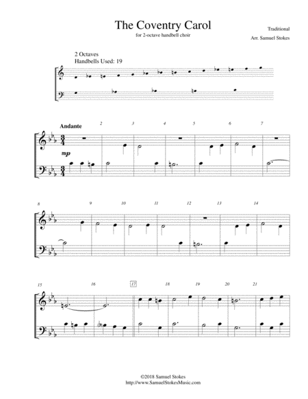 The Coventry Carol For 2 Octave Handbell Choir Sheet Music