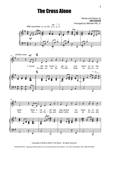 Free Sheet Music The Cross Alone