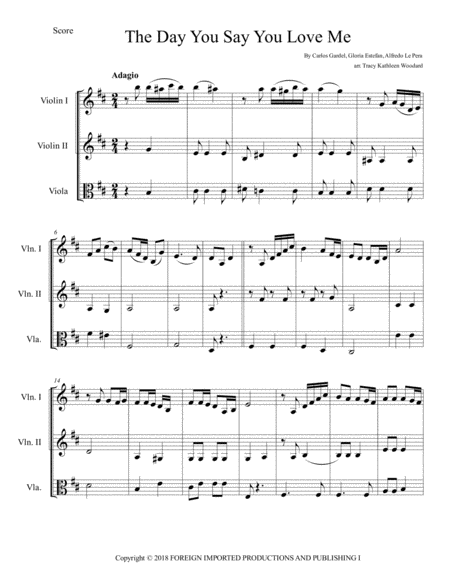 The Day You Say You Love Me Trio For 2 Violins And Viola Sheet Music