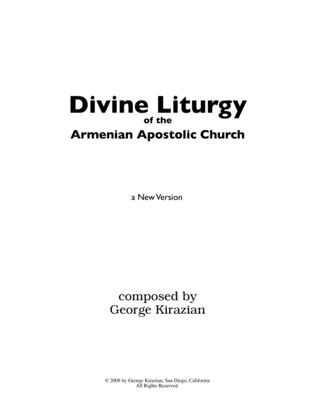 Free Sheet Music The Divine Liturgy Of The Armenian Apostolic Church A New Version By George Kirazian