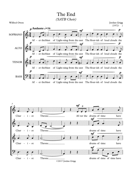 The End Satb Choir Sheet Music