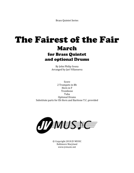 The Fairest Of The Fair For Brass Quintet Sheet Music