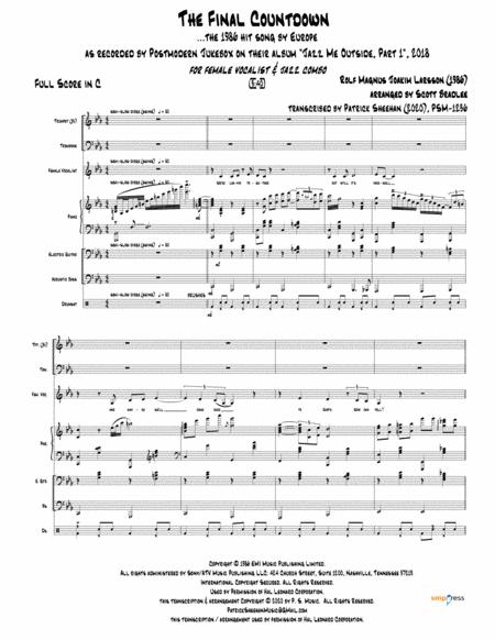 Free Sheet Music The Final Countdown Postmodern Jukebox Full Score Set Of Parts