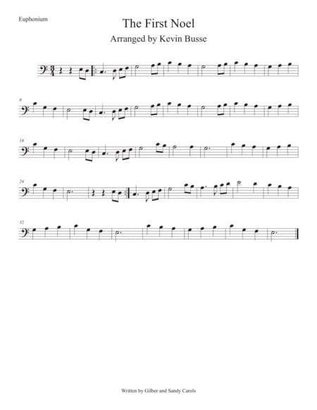 Free Sheet Music The First Noel Easy Key Of C Euphonium