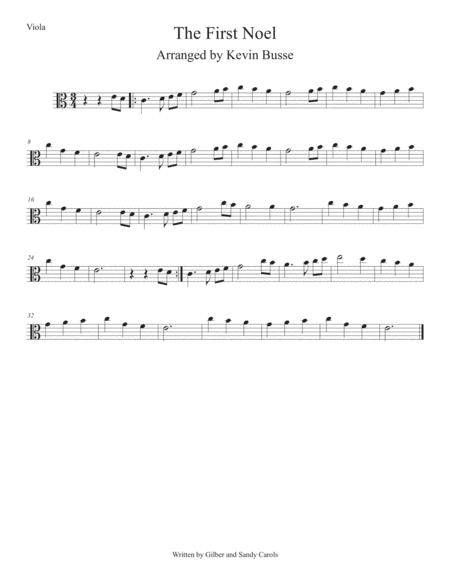 Free Sheet Music The First Noel Easy Key Of C Viola