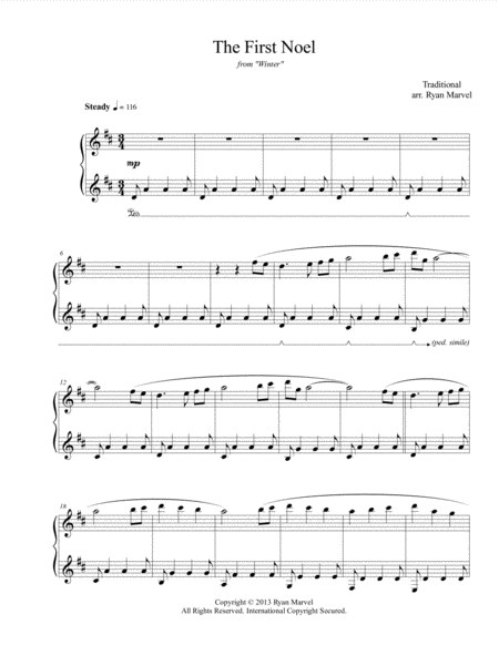 Free Sheet Music The First Noel From Winter