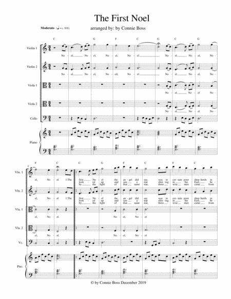 Free Sheet Music The First Noel Strings Quintet And Piano With Parts
