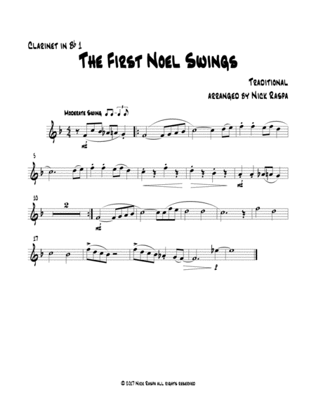 The First Noel Swings Bb Clarinet 1 Part Sheet Music