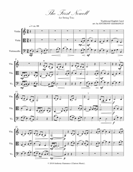 The First Nowell String Trio 2018 Holiday Contest Entry Sheet Music