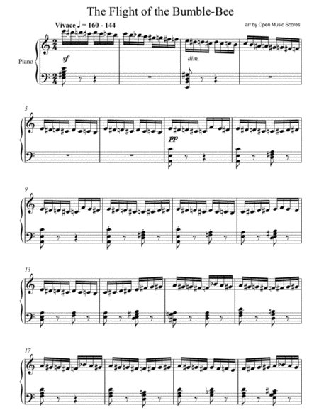 Free Sheet Music The Flight Of The Bumble Bee Piano Solo