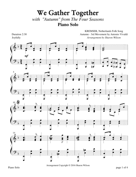 Free Sheet Music The Four Seasons Hymn Medleys We Gather Together