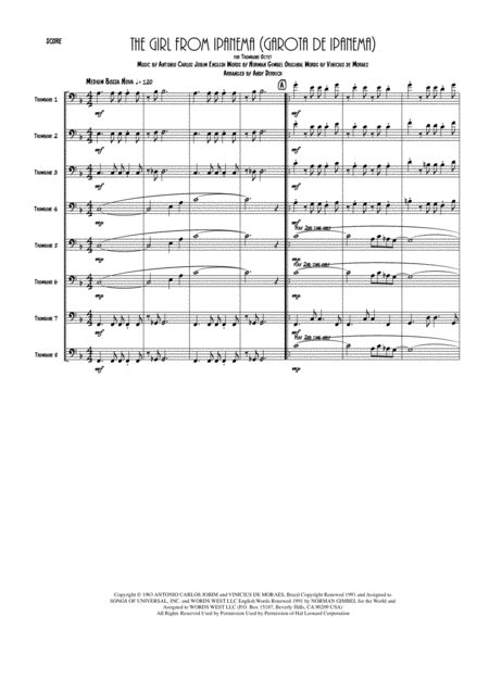 The Girl From Ipanema For Trombone Octet Sheet Music