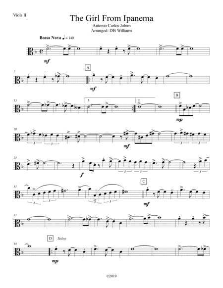 Free Sheet Music The Girl From Ipanema Viola 2