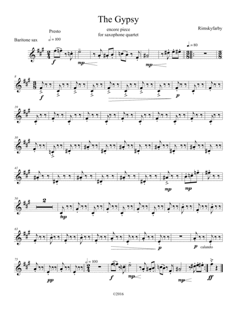 The Gypsy Baritone Sax Part Only Sheet Music