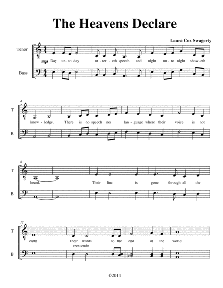 The Heavens Declare A Cappella Sheet Music