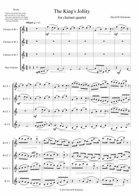 The Kings Jollity For Clarinet Quartet Sheet Music