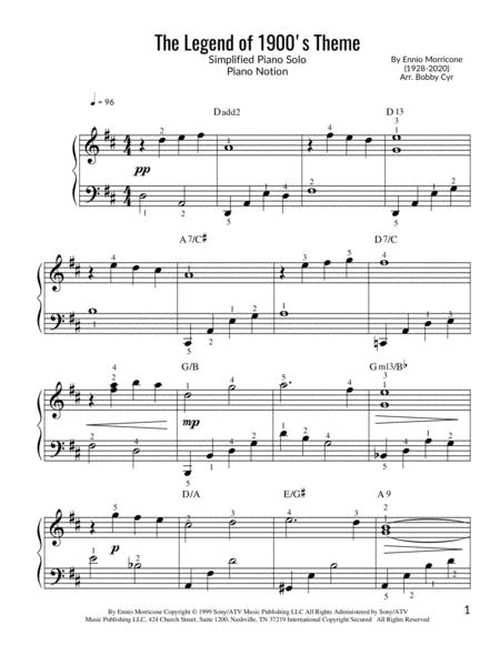 The Legend Of 1900s Theme Sheet Music