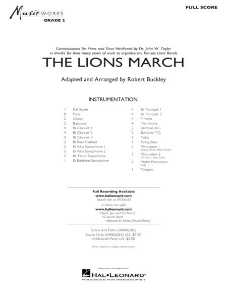 Free Sheet Music The Lions March Arr Robert Buckley Conductor Score Full Score