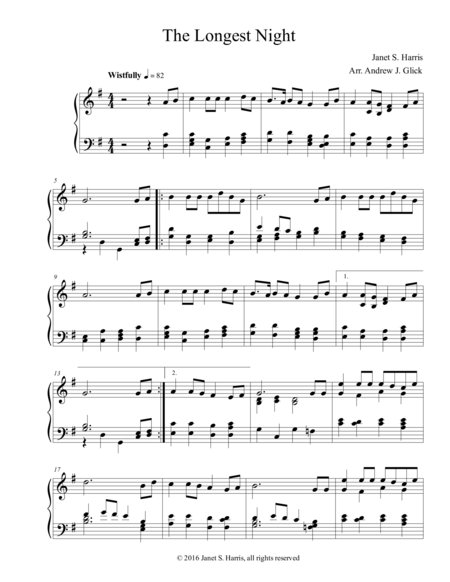 Free Sheet Music The Longest Night Piano Solo