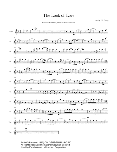 Free Sheet Music The Look Of Love Solo Violin