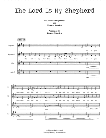 The Lord Is My Shepherd Ssaa A Cappella Sheet Music